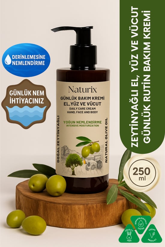 Naturix Zeytinyağlı Nemlendirici Krem El Yüz & Vücut Losyonu 250 ml
