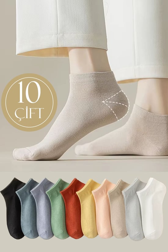 Bgk 10 Çift Pamuklu Kadın Renkli Çorap 36-41