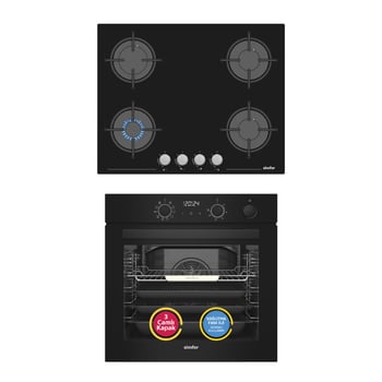 Simfer 11 Fonksiyon Steam Master Siyah 2'li Ankastre Set (fırın + Ocak)