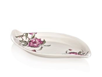 Noble Life Menekşe Desenli Porselen Yaprak Servis Tabağı 35 Cm