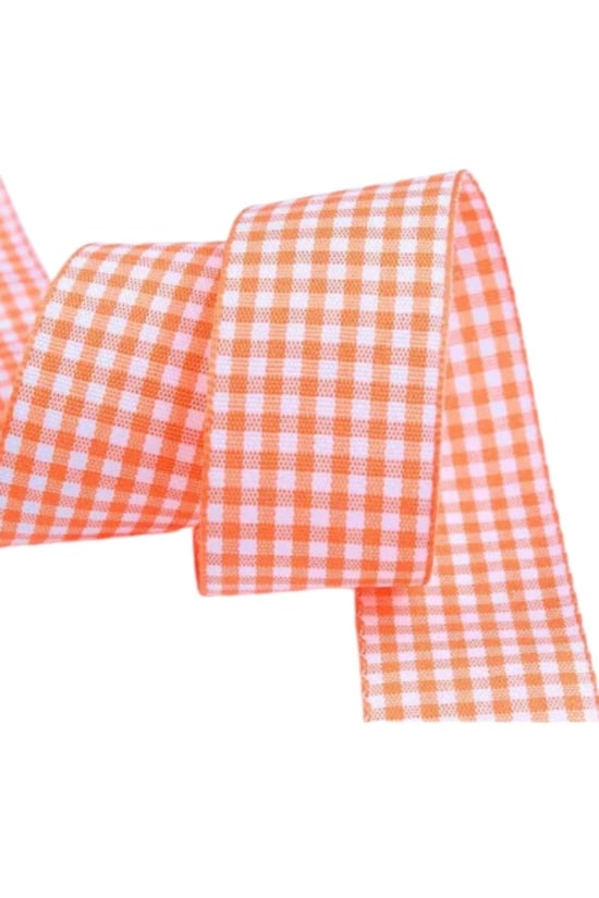 Tafta Ekoseli Kurdele 25 Mm Turuncu 1 Metre