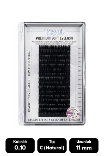 Misyul 0.10c Natural Kıvrım 11 Mm Soft Eyelash Doğal İpek Kirpik 16'lı