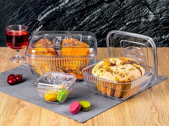 Crystal Ware F-406 ( 3pcs Set ) ( Kare & 5150-5250ml ) Saklama Kabı ( Mika & Kristal Plastik ) ( 350ml & 1400 & 3400ml )