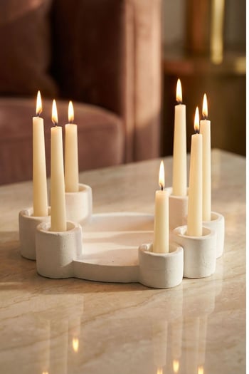 Beyaz Renk Mumluk Şamdan İnce Mum Uyumlu Model 7