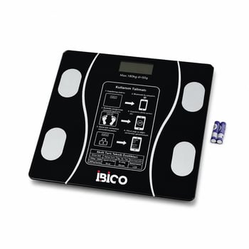 İ11-023 ( Bluetooth & Vücut Analizli ) ( Cam ) Dijital Banyo Baskül Terazi Tartı ( 180kg/50g ) ( Yağ & Su & Kas Oran & Bmi )