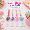 İm@-6124 ( Sulu & Figürlü ) Mika Kristal Anahtarlık ( Gold Kulp & Kancalı )