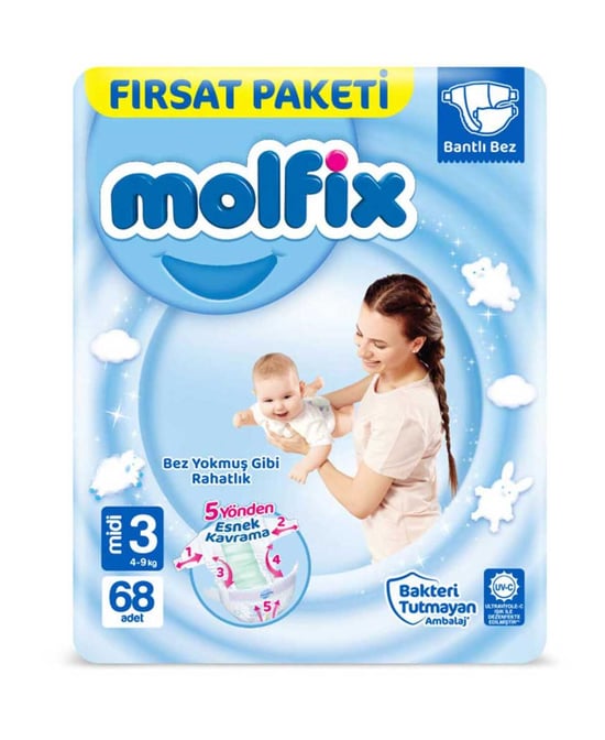 Molfix Bebek Bezi Fırsat Paketi No:3 68'li Midi