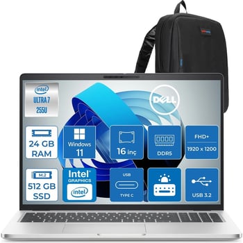 Dell Pro 16 Plus Intel Core Ultra 7 255u 5.2ghz 24gb Ddr5 512gb Ssd Windows 11 Home Intel® Aı Boost