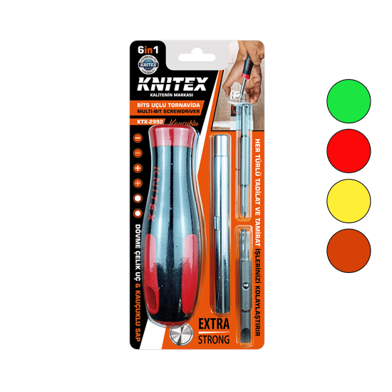 Knitex Ktx-2992 ( 6in1 & Çıkar Tak ) Kauçuklu Bits Uçlu Tornavida