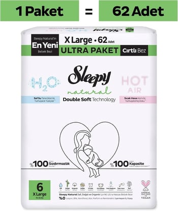 Sleepy Natural Double Soft 6 Numara X Large 62'li Bebek Bezi
