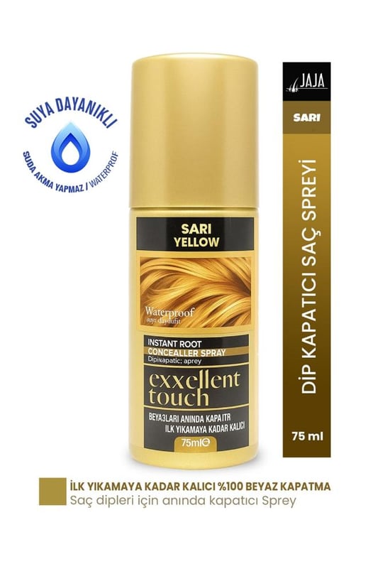 Jaja Exxellent Touch Suya Dayanıklı Beyaz Dip Kapatıcı Topik Sprey 75 Ml Sarı