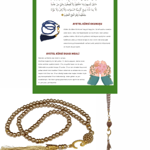 P Parla Namaz Tesbihi Vavlı 99'lu Cam İncili Ayet-el Kürsi Dua Kartı ile Süt Kahve Renk Hediyelik