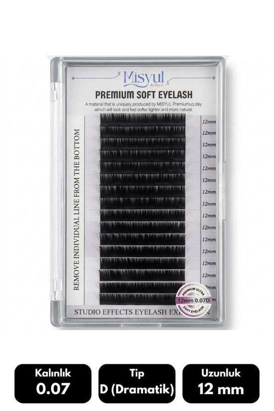 Misyul 0.07d Dramatik Kıvrım 12 Mm Soft Eyelash Doğal İpek Kirpik 16'lı