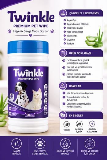 Kedi & Köpek için Hijyenik Premium Islak Mendil
