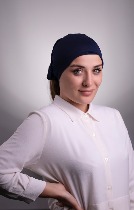 Hürrem Bone Lacivert Pratik Hazır Geçmeli İç Bone Viskon Kumaş Dikişsiz Boru Bone 3006_02