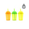 Qlux L-01020 ( Şeffaf Renkli ) Rainbow Pipetli Bardak Plastik ( 450ml )
