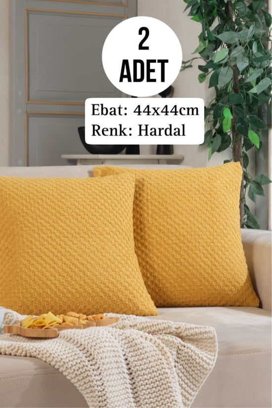 Shal Plaid 2'li Dekoratif Kırlent Kılıfı Yastık Kılıfı 44x44cm