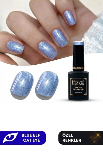 Misyul Uv Led Kalıcı Oje Nail Art 15 Ml Blue Elf Cat Eye Ec08