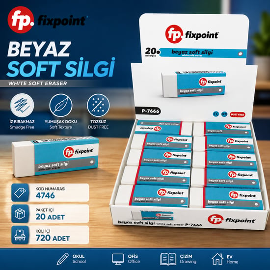 Fixpoint 20 Adetli Beyaz Soft Silgi 7666
