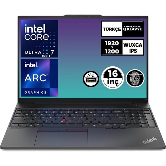 Lenovo Thinkpad E16 Gen 2 Ultra 7 155H 24GB 2tb SSD Windows 11 Pro 16" Wuxga Dizüstü Bilgisayar 21MA