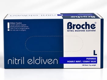 Broche Pudrasız Kobalt Mavi Nitril Eldiven 100 Adet (large-büyük Boy)