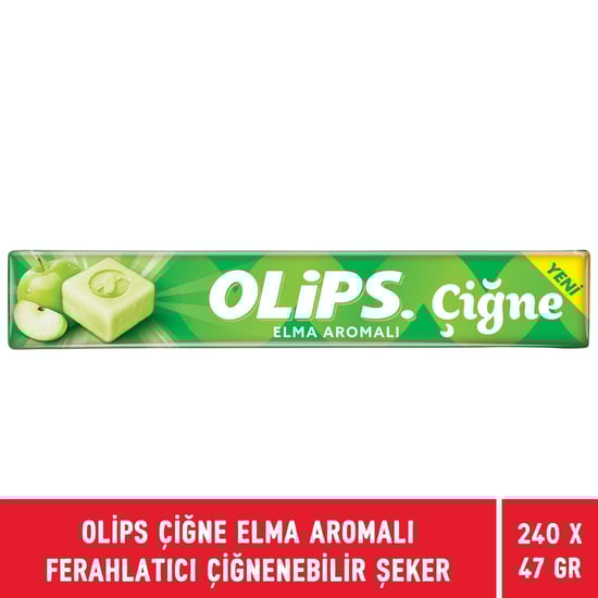 Olips Çiğne Elma Aromalı Ferahlatıcı Çiğnenebilir Şeker 47 Gr X