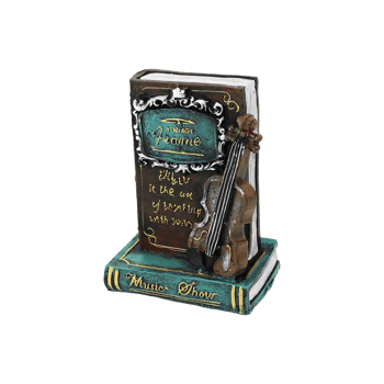 İ12-199 ( Gitar & Kitap ) Vintage Dekoratif Biblo & Kumbara ( 21x14x10cm ) ( Reçine )