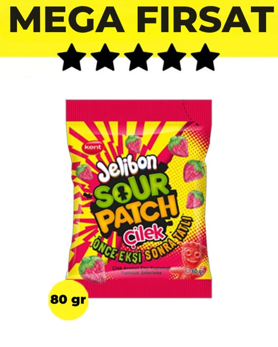 Jelibon Sour Patch Çilek Yumuşak Şekerleme 80 Gr