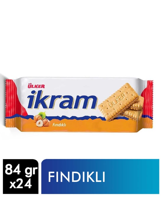 Ülker İkram Kremalı Bisküvi Fındıklı 84 Gr X 24'lü Koli