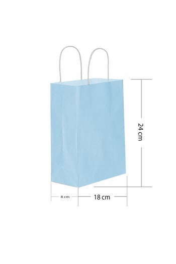 Roll-Up Kraft Çanta Açık Mavi Küçük Boy 18x24cm 25 Adet
