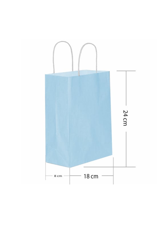 Roll-Up Kraft Çanta Açık Mavi Küçük Boy 18x24cm 25 Adet