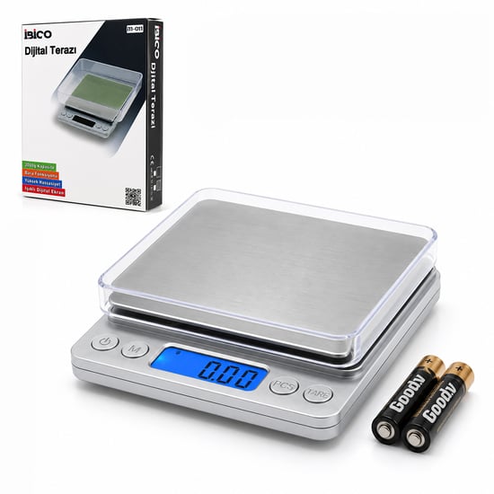 İ11-011 Superior Mini I-2000 (3000gr/0.01gr) (mini=10.5x13cm) Hassas Tartı & Terazi ( Şeffaf Pls.kapak ) ( Pilli )