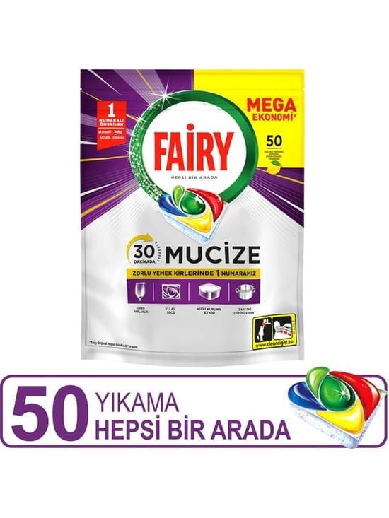 Mucize Fairy Bulaşık Makinesi Deterjanı Kapsülü/Tableti 50 Yıkama