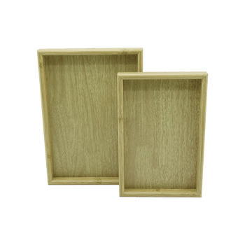 Pablito Home Pbt-362 (açık Kahverengi) (2li Set) (dikdörtgen) Ahşap Bambu Sunum Tepsi (20x30cm- 25x35cm- Derinlik: 2cm)