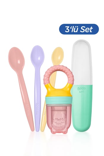 Wee Baby Meyve Süzgeci ve Mama Kaşığı Beslenme Başlangıç Seti- Kız