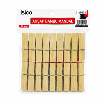 İ21-134 ( 20pcs ) ( Büyük ) Ahşap Bambu Mandal