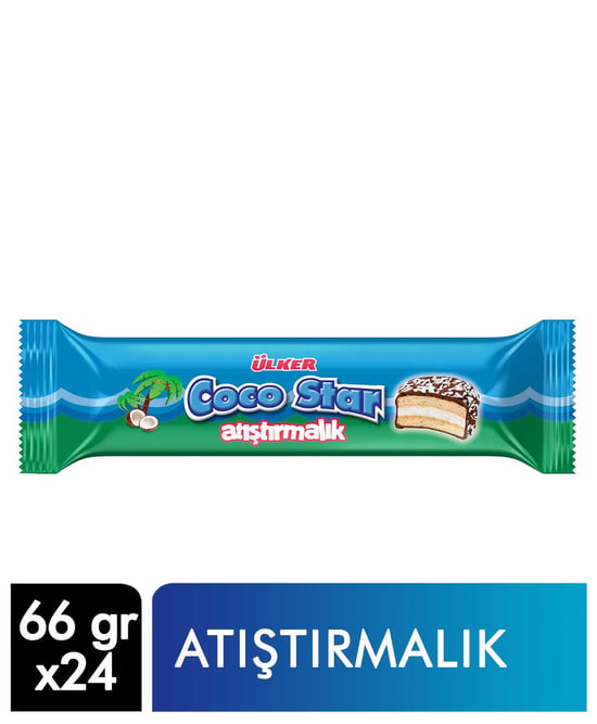 Ülker Cocostar Atıştırmalık Bisküvi Hindistan Cevizli 66 Gr X 24'lü Koli