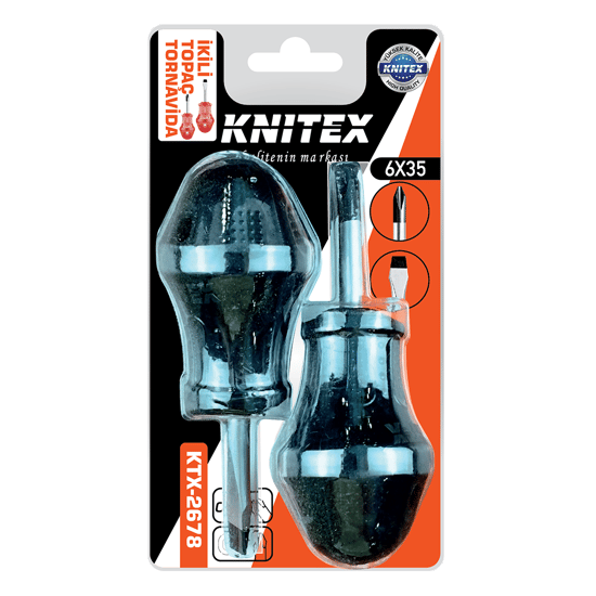 Knitex Ktx-2678 ( 2pcs & Yıldız-düz ) Topaç Tornavida Seti 6x35