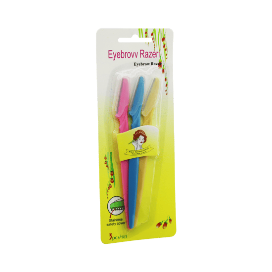 Eyebrovv Razeri İ15-042 ( 3pcs ) Kaş Usturası ( Plastik Renkli Saplı )