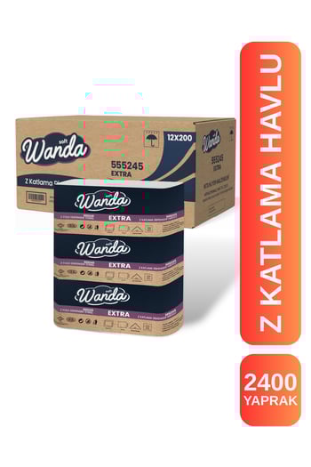 Wanda Soft  Z Katlama Kağıt Havlu Extra 21x21 cm | 12'Li x 200 | Dayanıklı & Dispenser Uyumlu