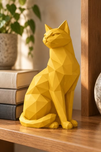 Asil Kedi Figürlü Dekoratif Biblo Sarı