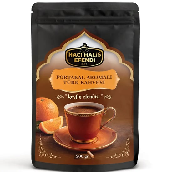 Hacı Halis Efendi Portakal ve Çikolata Aromalı Türk Kahvesi 200 Gr Yumuşak İçimli Doypack