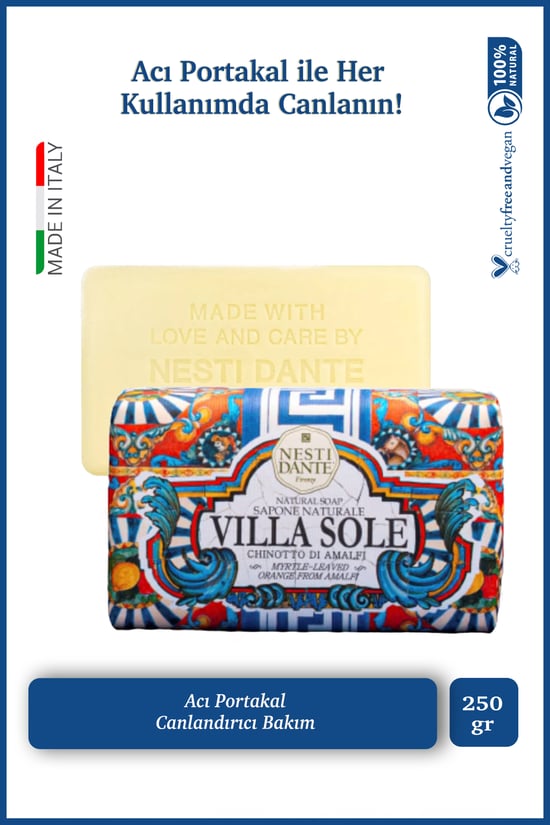Villa Sole Chinotto Di Amalfi Katı Sabun 250 gr | Acı Portakal Özü | Antioksidan | Banyo Sabunu