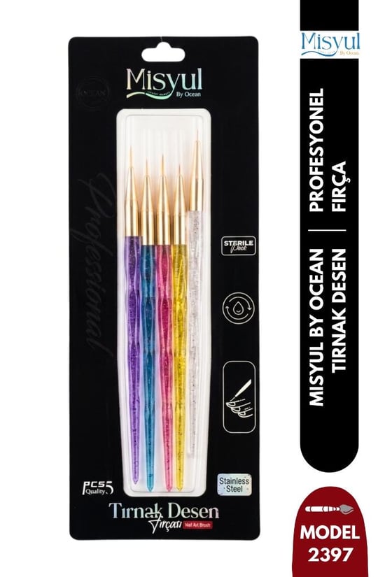 Misyul Tırnak Desen Fırçası 5'li Karışık Renk Mıs-2397