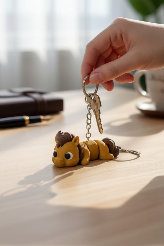 Sevimli At Figürlü Hareketli Anahtarlık