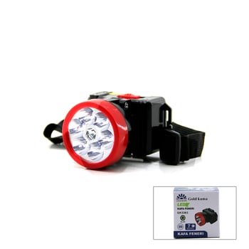 Gold Kama-3363 ( Şarjlı ) ( 2w ) Kafa Lambası Fener 6 Led ( Fiş Şarjlı ) ( Kademe Işık Ayarı )