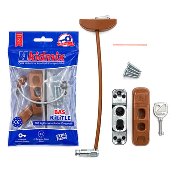 Kidmix ( Kahverengi ) ( Halatlı ) Anahtarlı Emniyet Kilit