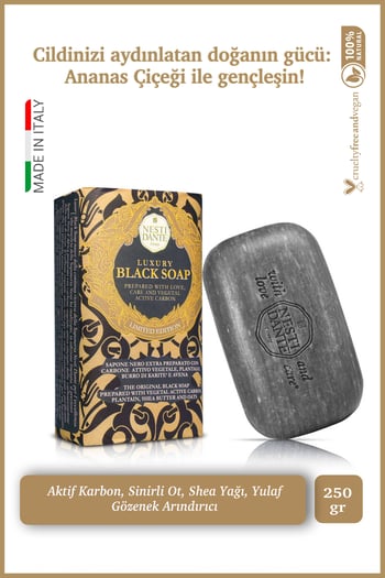 Luxury Black Katı Sabun 250gr | Canlandırıcı ve Sıkılaştırıcı | Aktif Karbon, Shea Yağı