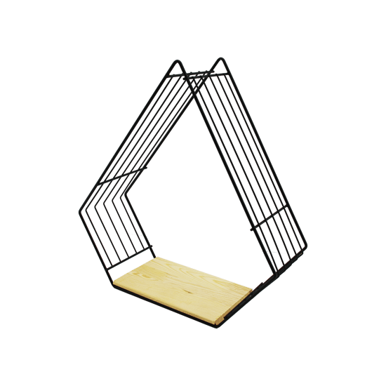 Lalezar Lzr-621 ( Piramit ) ( Tek Katlı ) ( Metal İskelet ) ( Ahşap Tabanlı ) Dekoratif Duvar Rafı