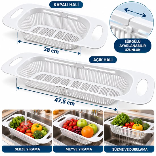 Plastlife Kp-169 ( Sürgülü ) Plastik Süzgeç Renkli ( 38----47.5 Cm )